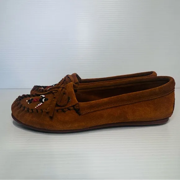 New Minnetonka Thunderbird Brown Suede Leather Moccasins Size 11