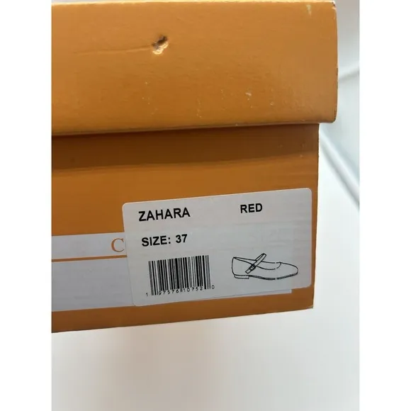 New Miz Mooz Zahara Leather Mary Jane Flats Adjustable Red Size EU 37 US 6.5-7