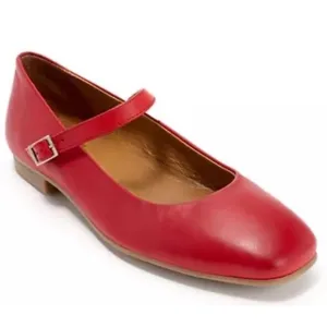 New Miz Mooz Zahara Leather Mary Jane Flats Adjustable Red Size EU 37 US 6.5-7