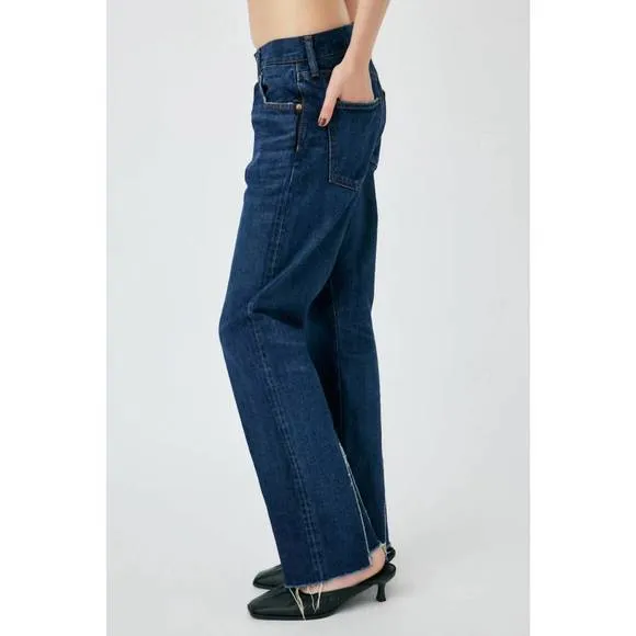 NEW MOUSSY verde straight leg jeans in dark blue