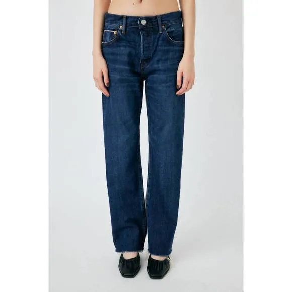 NEW MOUSSY verde straight leg jeans in dark blue
