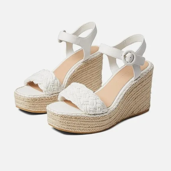 NEW NWOB Veronica Beard Reema Wedge Sandal In Snow White
