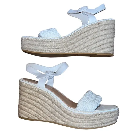 NEW NWOB Veronica Beard Reema Wedge Sandal In Snow White