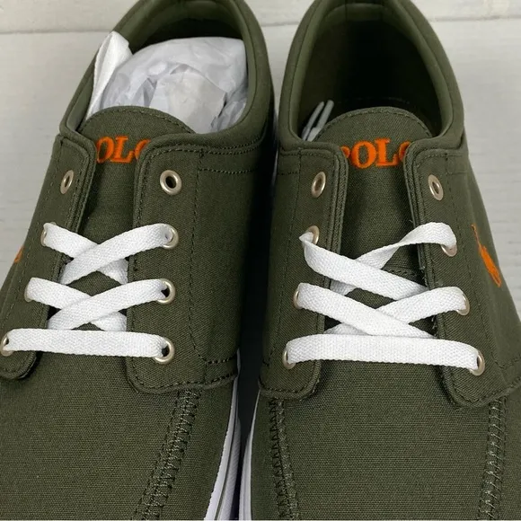 NEW Polo Ralph Lauren Faxon X Low Top Canvas Sneaker Mens Size 11.5 Olive Green
