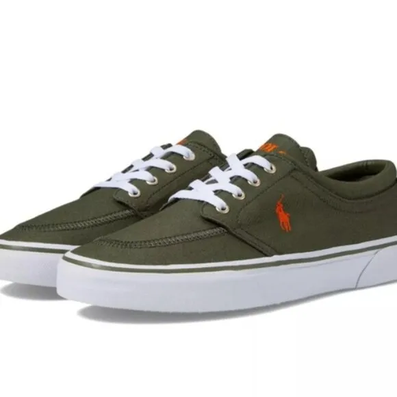 NEW Polo Ralph Lauren Faxon X Low Top Canvas Sneaker Mens Size 11.5 Olive Green
