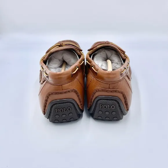 NEW Polo Ralph Lauren Roberts Boat Style Brown Leather Driver Loafers Men’s 10