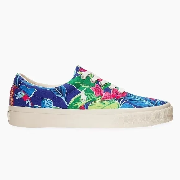 New Polo Ralph Lauren Sz 10 Keaton Hawaiian Print Tennis Shoes Sneakers