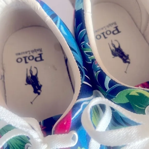 New Polo Ralph Lauren Sz 10 Keaton Hawaiian Print Tennis Shoes Sneakers