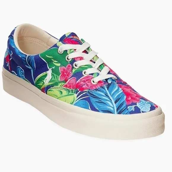 New Polo Ralph Lauren Sz 10 Keaton Hawaiian Print Tennis Shoes Sneakers