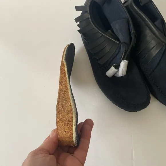 New rag &amp; bone Ghita Leather &amp; Suede Moccasin Ankle Boots navy color in size 9.5