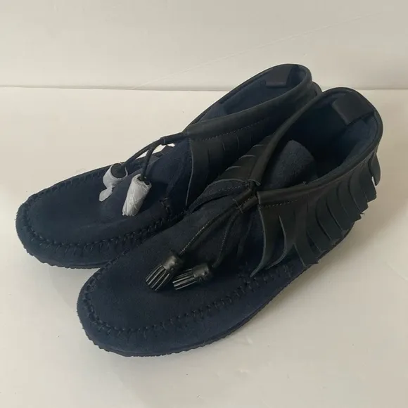 New rag &amp; bone Ghita Leather &amp; Suede Moccasin Ankle Boots navy color in size 9.5