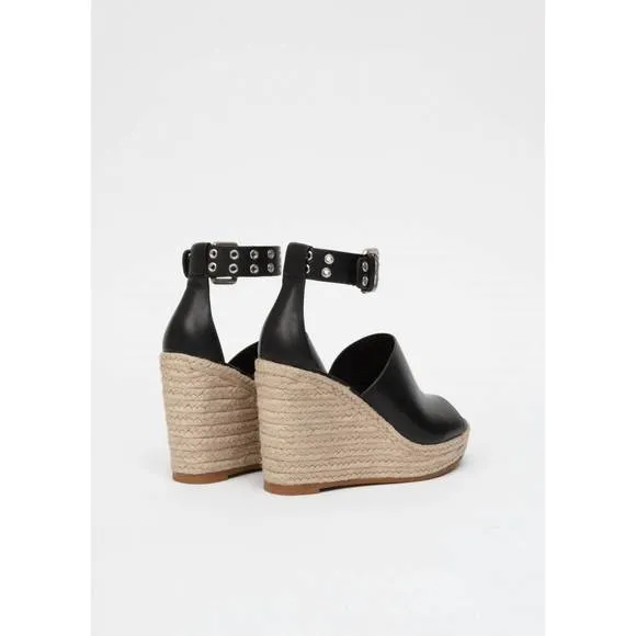 NEW RAG &amp; BONE women's anteros espadrille wedge in black