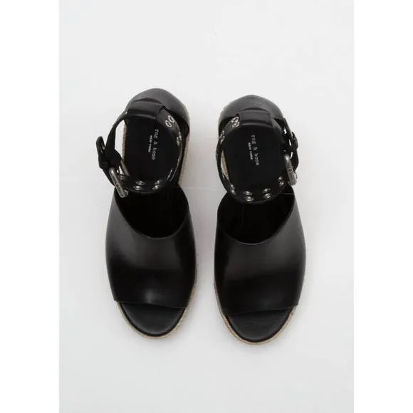 NEW RAG &amp; BONE women's anteros espadrille wedge in black