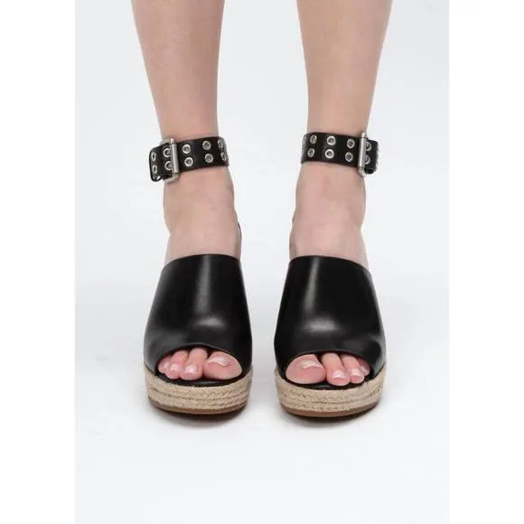NEW RAG &amp; BONE women's anteros espadrille wedge in black
