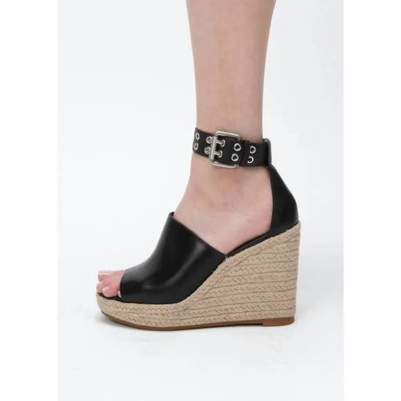 NEW RAG &amp; BONE women's anteros espadrille wedge in black