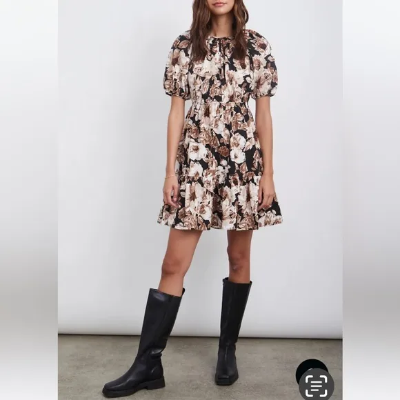 New Rails Khloe Floral Dress in Sepia Roses