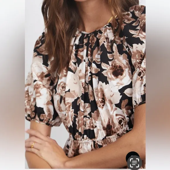 New Rails Khloe Floral Dress in Sepia Roses