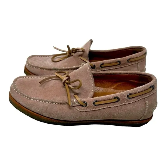 New Republic by Mark McNairy Leather Tie Taupe Pink Suede Moccasins Eu 39 (US 7)