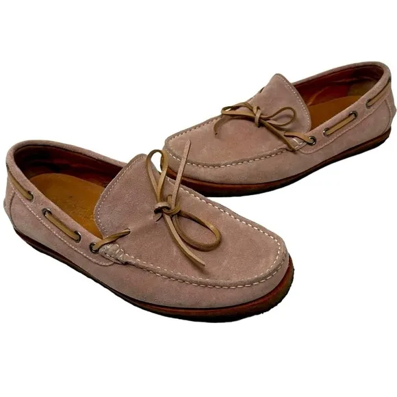 New Republic by Mark McNairy Leather Tie Taupe Pink Suede Moccasins Eu 39 (US 7)