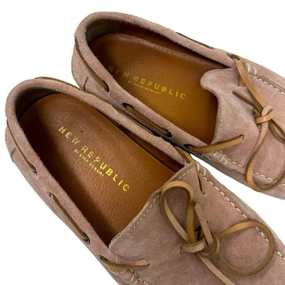 New Republic by Mark McNairy Leather Tie Taupe Pink Suede Moccasins Eu 39 (US 7)