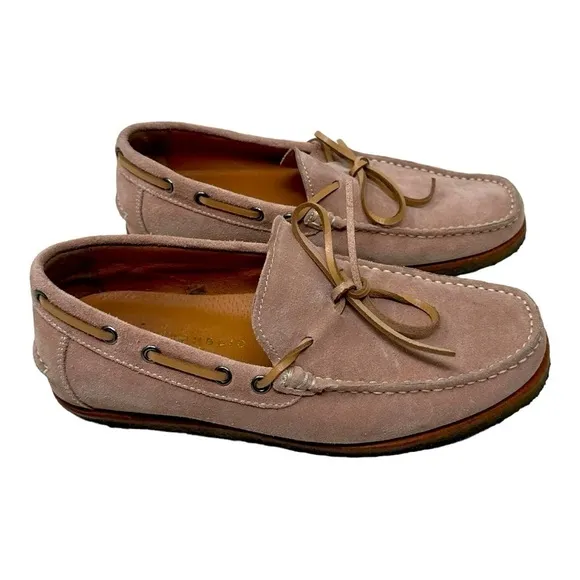 New Republic by Mark McNairy Leather Tie Taupe Pink Suede Moccasins Eu 39 (US 7)