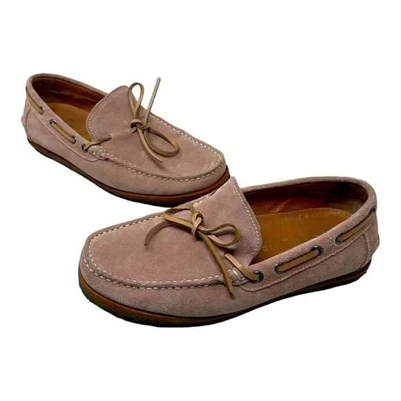 New Republic by Mark McNairy Leather Tie Taupe Pink Suede Moccasins Eu 39 (US 7)