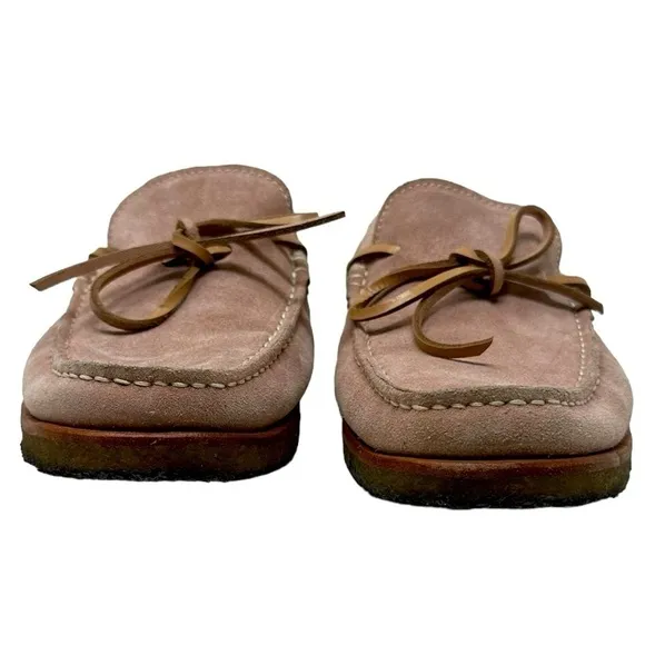 New Republic by Mark McNairy Leather Tie Taupe Pink Suede Moccasins Eu 39 (US 7)
