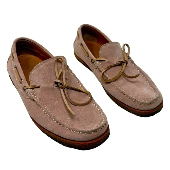 New Republic by Mark McNairy Leather Tie Taupe Pink Suede Moccasins Eu 39 (US 7)