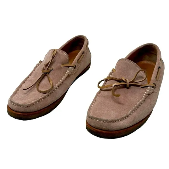 New Republic by Mark McNairy Leather Tie Taupe Pink Suede Moccasins Eu 39 (US 7)