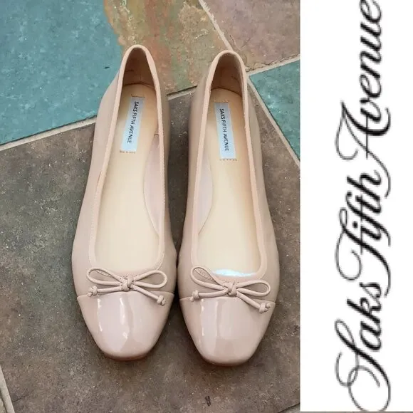 New Saks Fifth Avenue Ballet Flats Nude