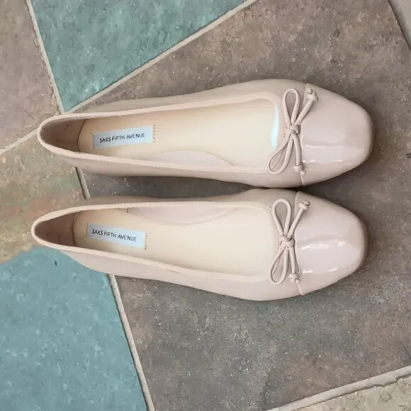 New Saks Fifth Avenue Ballet Flats Nude