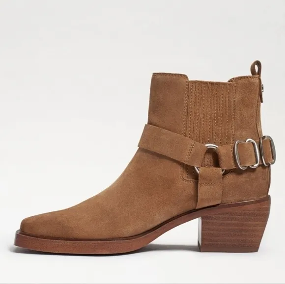 NEW Sam Edelman Womens Bellamie Camel Western Boho Heels Square Toe shoes