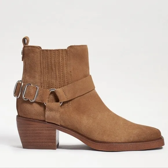 NEW Sam Edelman Womens Bellamie Camel Western Boho Heels Square Toe shoes