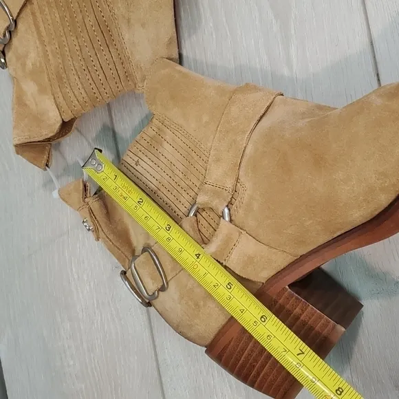 NEW Sam Edelman Womens Bellamie Camel Western Boho Heels Square Toe shoes