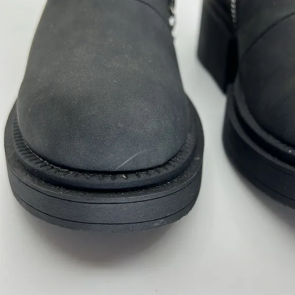 New Seven7 Block Chunky Flat Ankle Boots Exposed Zipper