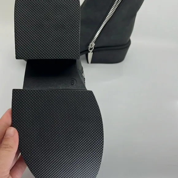 New Seven7 Block Chunky Flat Ankle Boots Exposed Zipper