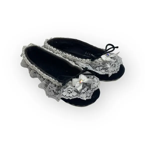 new Shop of the Moment ❃ Embellished Lace Ballet Flat ❃ Black Velvet ❃ Baby Girl