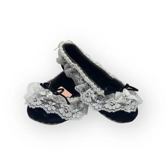 new Shop of the Moment ❃ Embellished Lace Ballet Flat ❃ Black Velvet ❃ Baby Girl