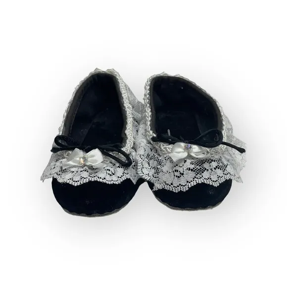new Shop of the Moment ❃ Embellished Lace Ballet Flat ❃ Black Velvet ❃ Baby Girl