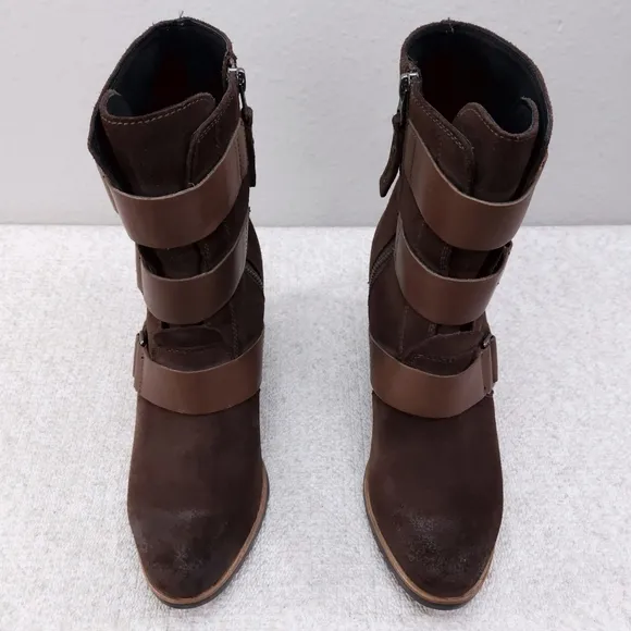New! SOREL After Hours Wedge Ankle Boots US 10 Brown Suede Waterproof Booties