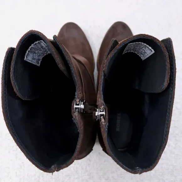 New! SOREL After Hours Wedge Ankle Boots US 10 Brown Suede Waterproof Booties