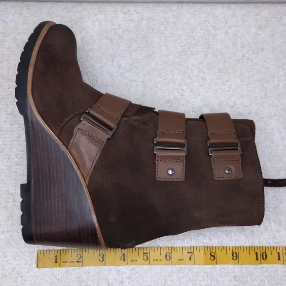 New! SOREL After Hours Wedge Ankle Boots US 10 Brown Suede Waterproof Booties