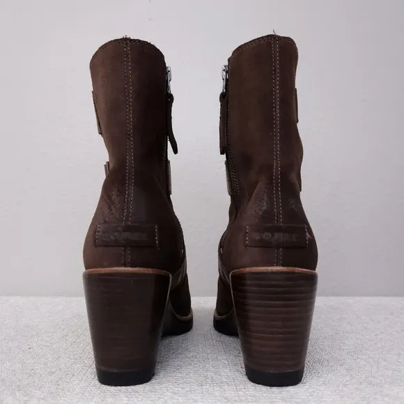 New! SOREL After Hours Wedge Ankle Boots US 10 Brown Suede Waterproof Booties