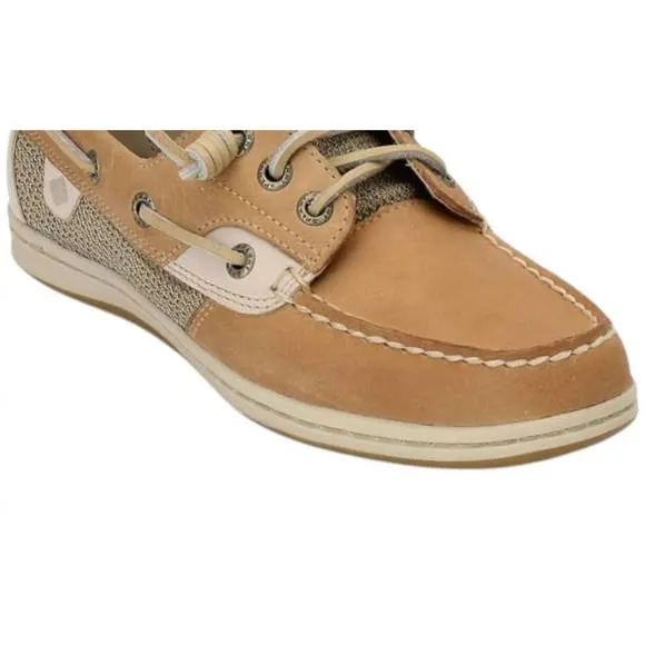 NEW SPERRY girl's songfish boat shoes in linen oat