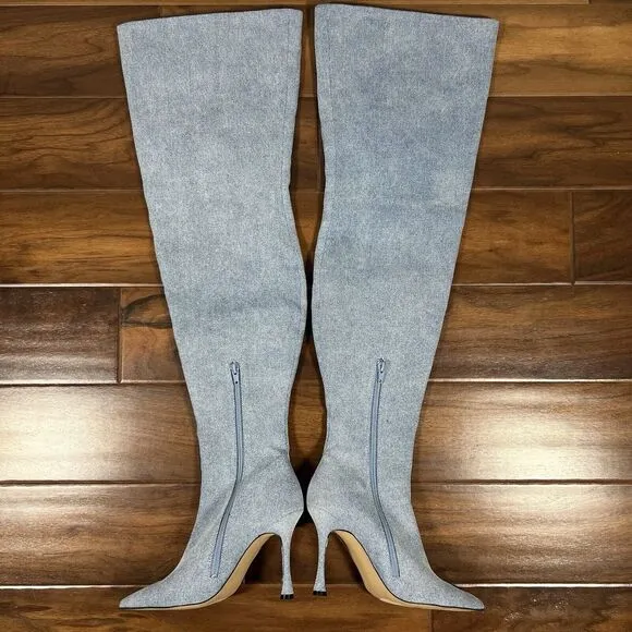 NEW Steve Madden Women's Size 6.5 M‎ Blue Denim Brittany Thigh High Heeled Boots