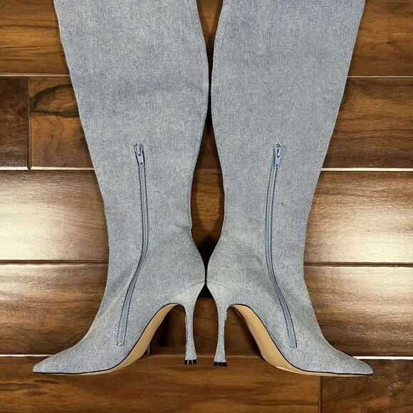 NEW Steve Madden Women's Size 6.5 M‎ Blue Denim Brittany Thigh High Heeled Boots