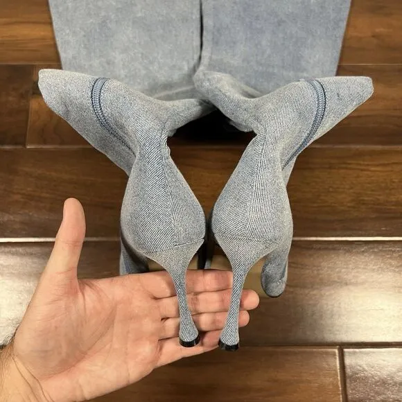 NEW Steve Madden Women's Size 6.5 M‎ Blue Denim Brittany Thigh High Heeled Boots