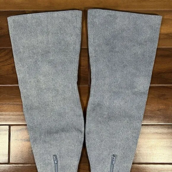NEW Steve Madden Women's Size 6.5 M‎ Blue Denim Brittany Thigh High Heeled Boots