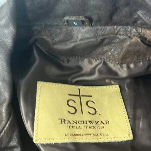 NEW Stran T Smith STS Ranchwear dark brown distressed leather jacket SELAH Large