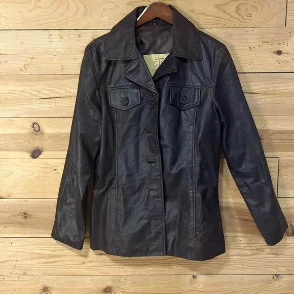 NEW Stran T Smith STS Ranchwear dark brown distressed leather jacket SELAH Large